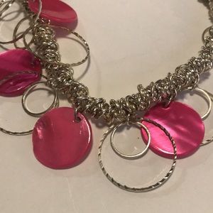 Beautiful Pink and Silver tone necklace - awesome design